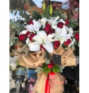 Large Gül Lilyum Papatya Buket